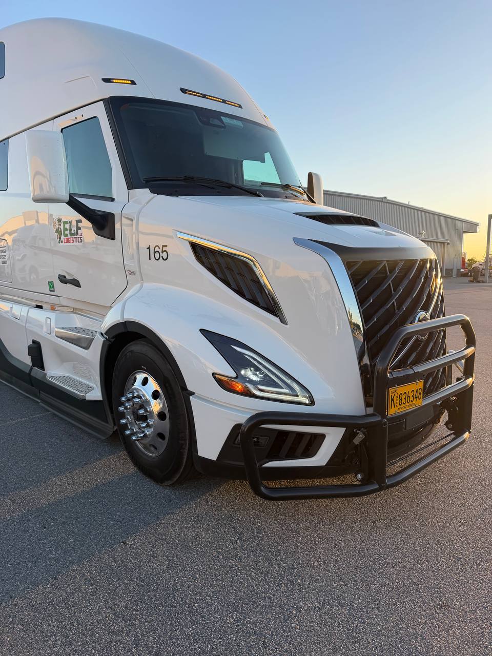 Front view of the ELF Logistics Volvo